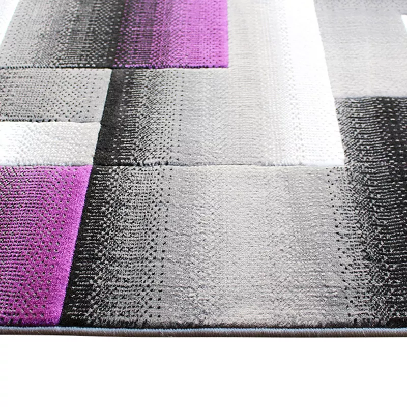 Masada Rugs Masada Rugs Trendz Collection 5'x7' Modern Contemporary Area Rug in Purple， Gray and Black-Design Trz861