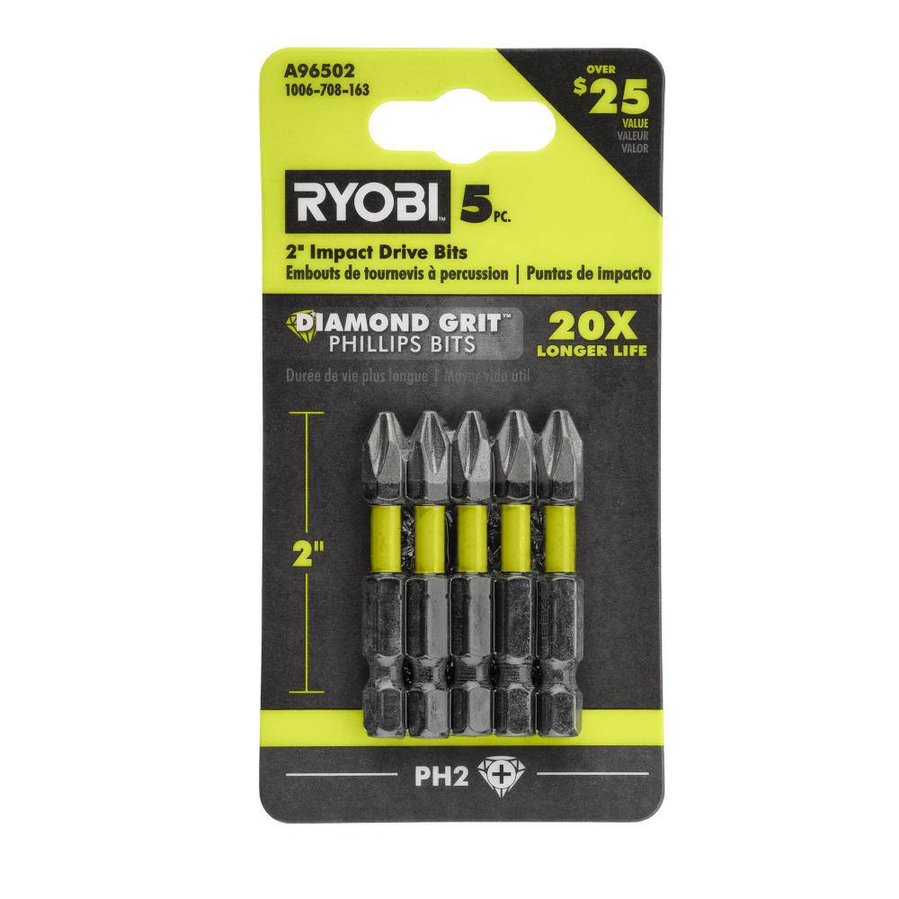 RYOBI 2 in. Diamond Grit Impact Drive Bits (5-Piece) A96502