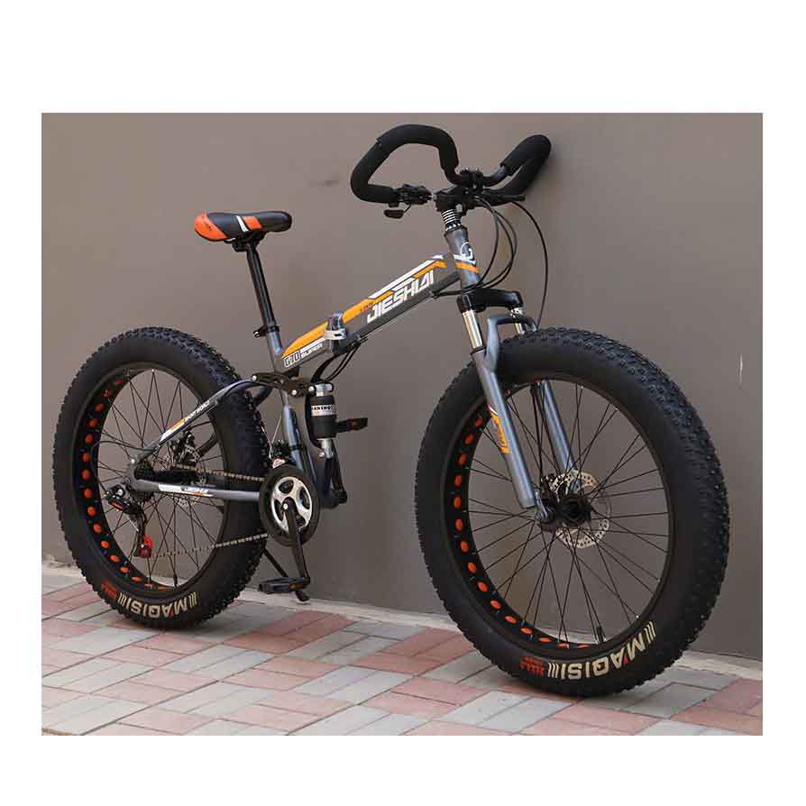 OEM  26 inch*4.0 Big fat tires folding mountain bike full suspension foldable mountain bicycle