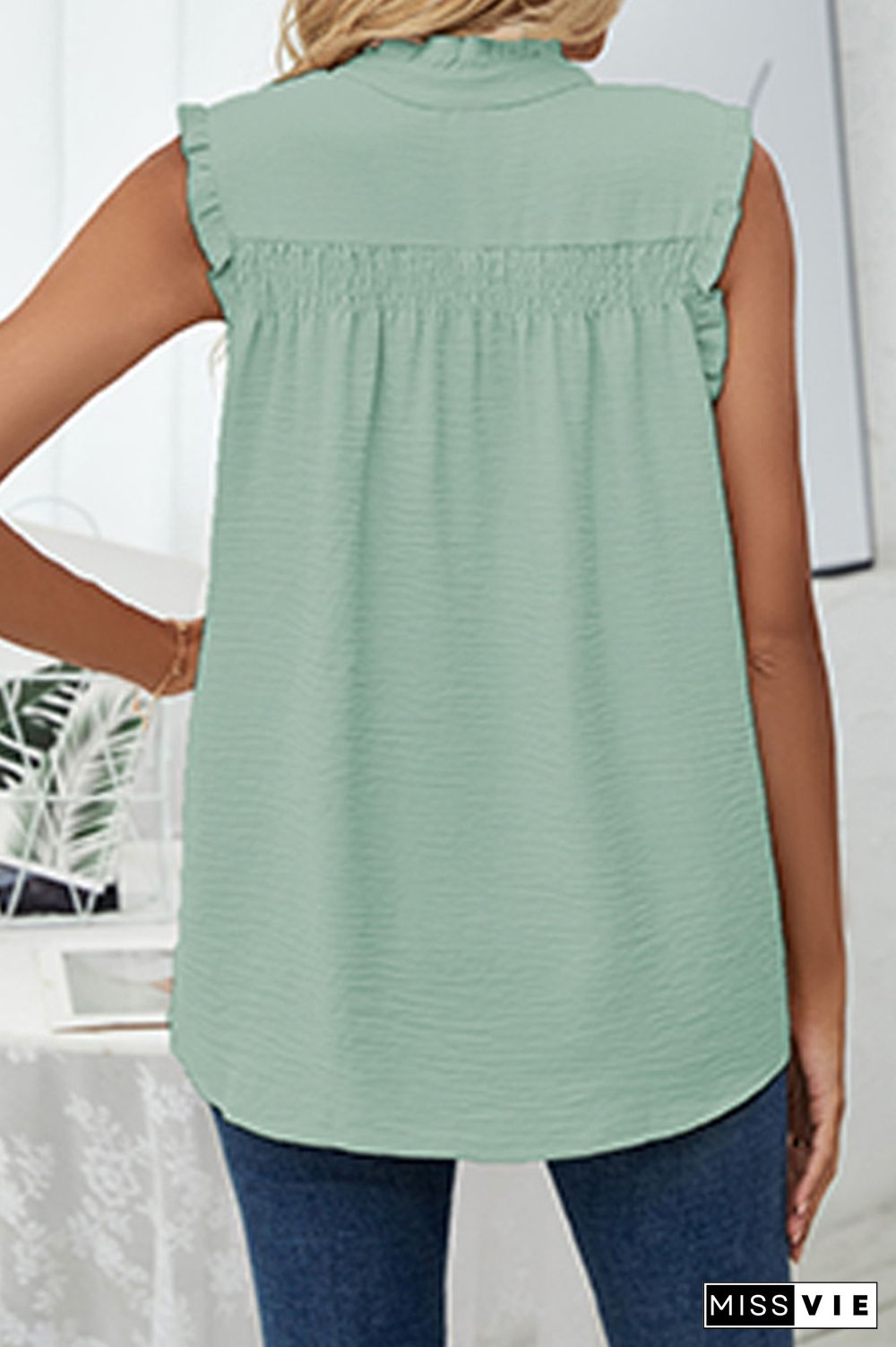 Frilled Button Down Tank Top