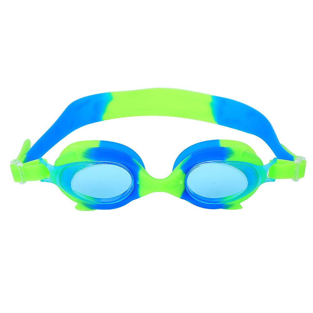 Cartoon Swimming Goggles Cute Fish-shaped Anti Fog Adjustable Swim Glasses For Childrenblue And Green