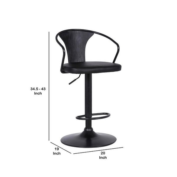 Adjustable Leatherette Swivel Barstool with Curved Back - 34.5 H x 20 W x 19 L Inches