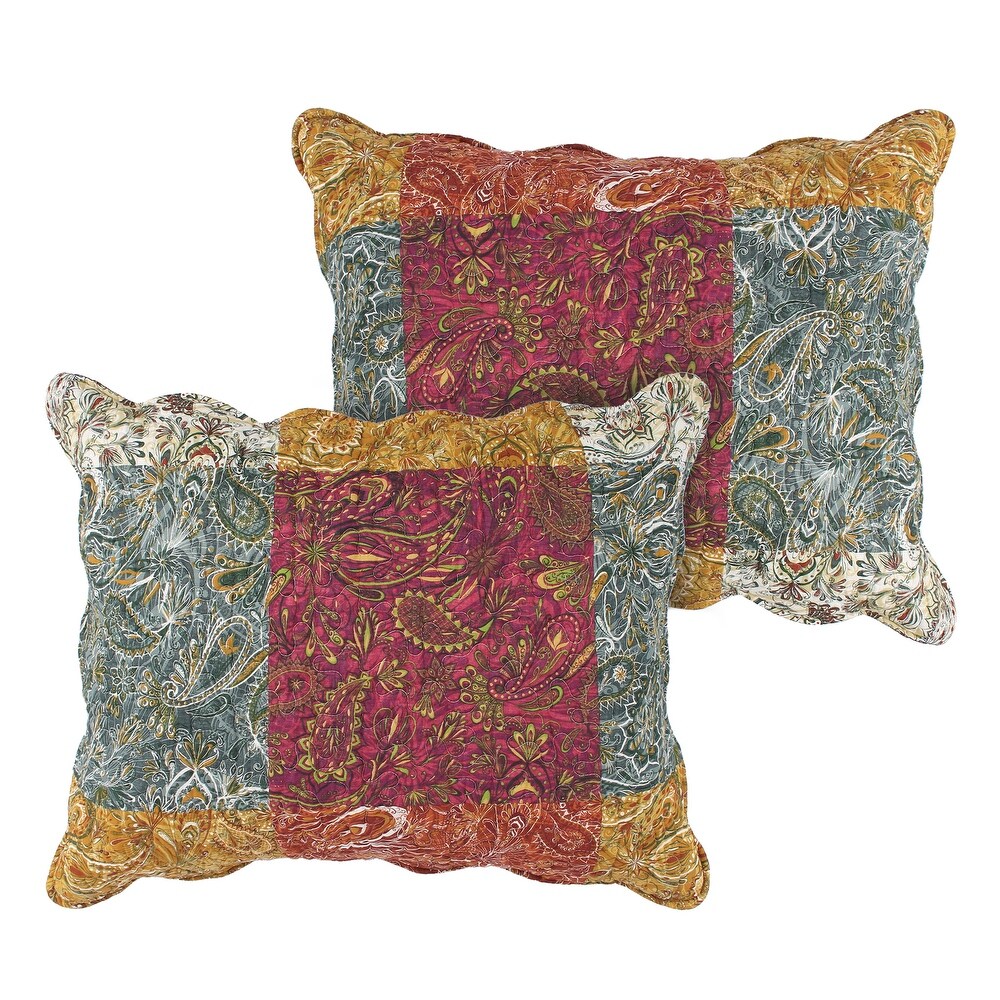 Porch   Den Merritt Spice Color Paisley Quilted Pillow Sham (Set of 2)