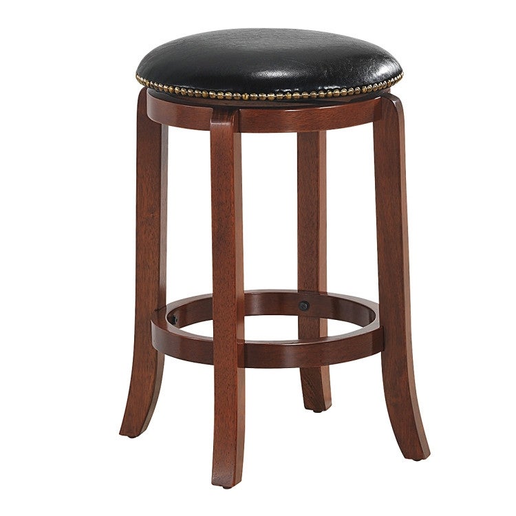 Bistro Leather Padded Backless Swivel Bar stool - 24