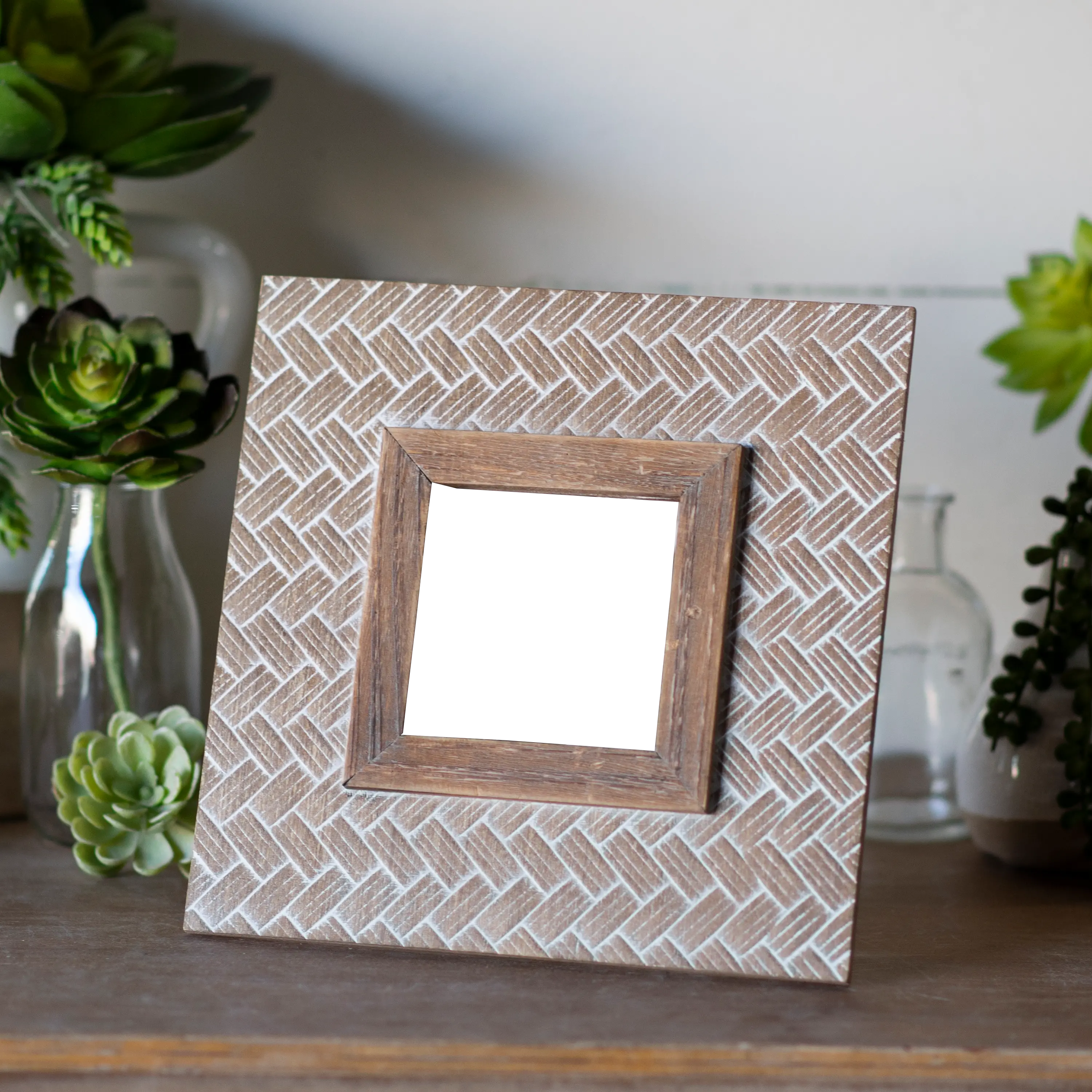 4x4 Square Whitewash Wooden Picture Frame