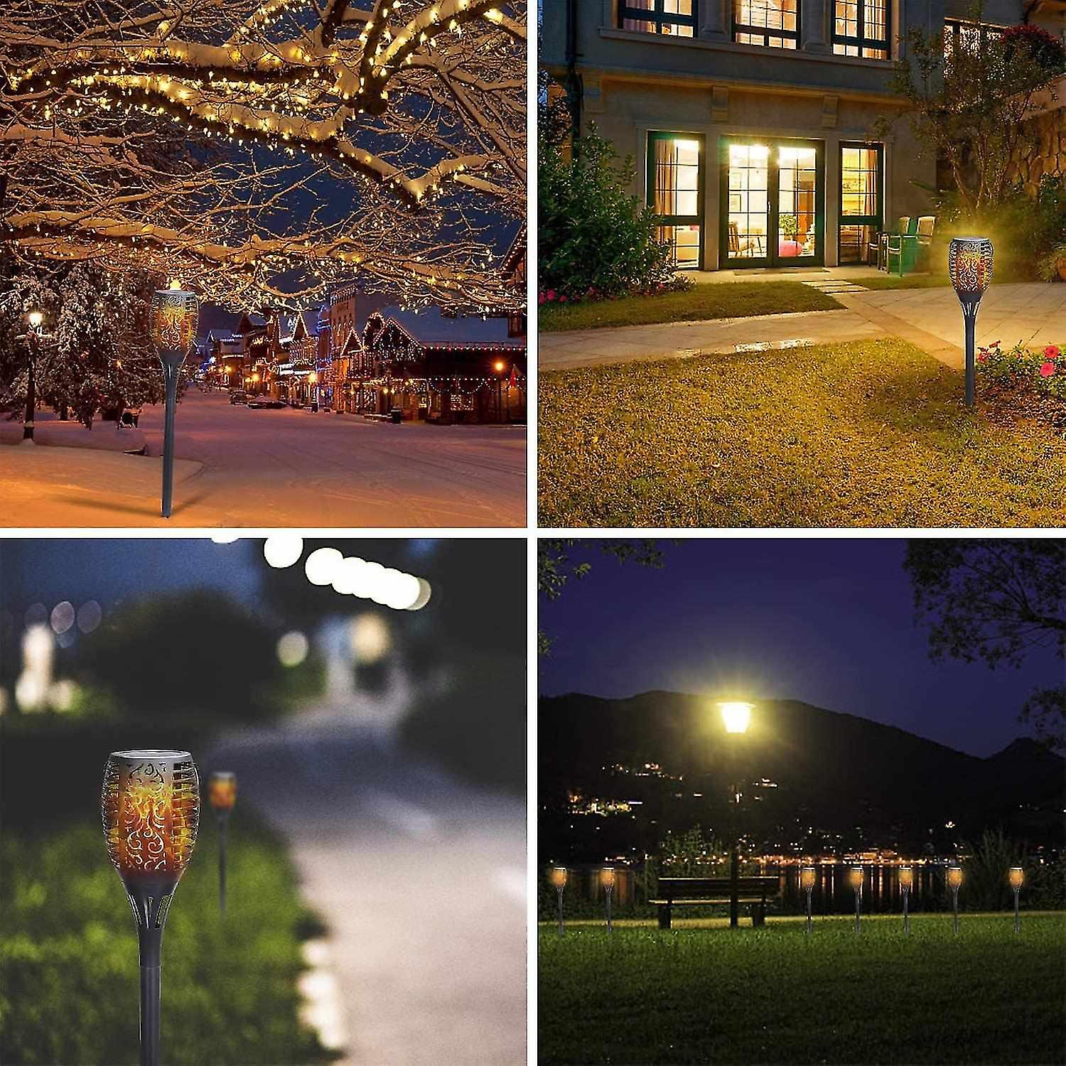 Solar Lights Outdoor Garden， 2 Pack， 72led Hanging Solar Torch Lights Ip65 Waterproof， Dancing Flick