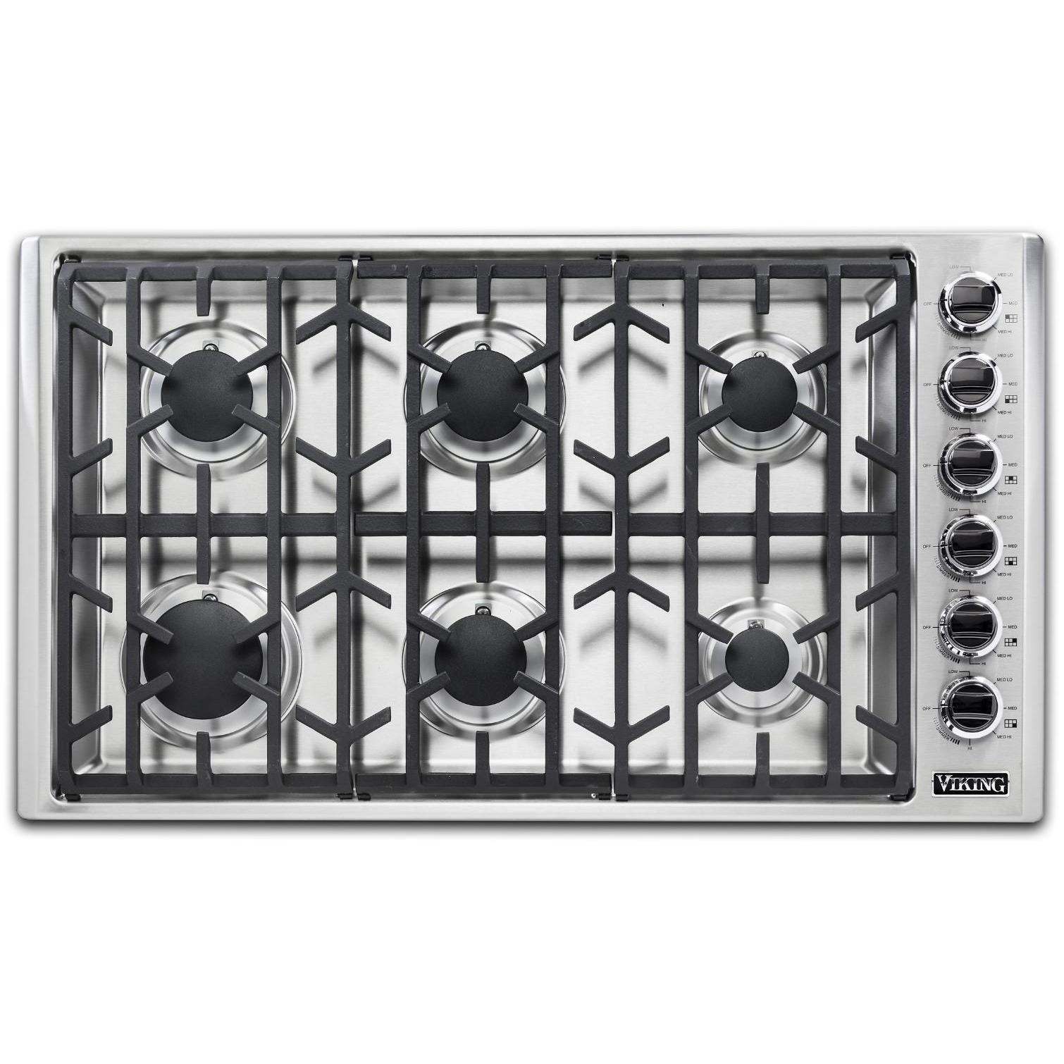 Viking 36-inch Built-in Gas Cooktop with SureSpark Ignition System VGSU5361-6BSSLP