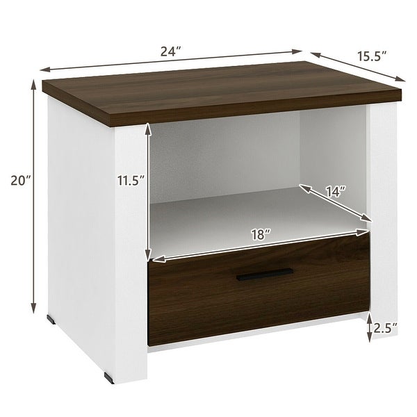 Accent Nightstand with Drawer and Open Shelf Sofa End Table