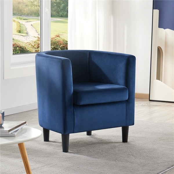 Yaheetech Modern Barrel-shaped Chair Upholstered Velvet Club Chair