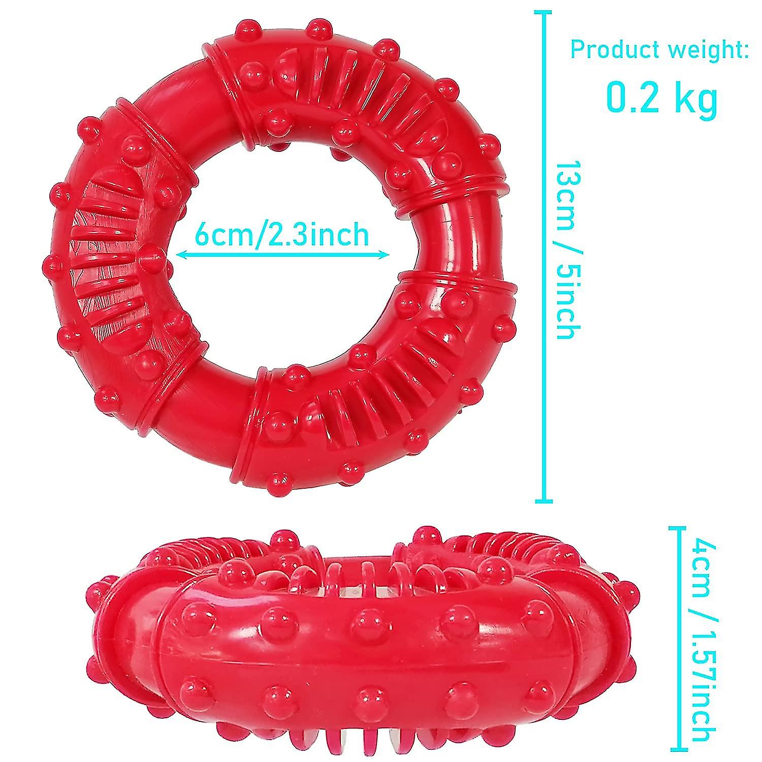 Chew Ring， Dog Chew Toys For Aggressive Dogs， Indestructible Rubber Dog Toys For S， Medium And Lar Dogs-chew， And Retrieve (red)