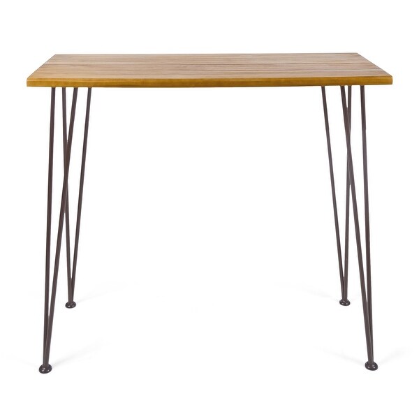 Industrial Wood And Metal Bar Table，Outdoor Industrial Teak Finished Acacia Wood Bar Table