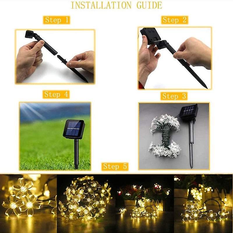 Outdoor String Lights 9.5M 50 Led Cherry Blossom Flower Solar Garden Decorations