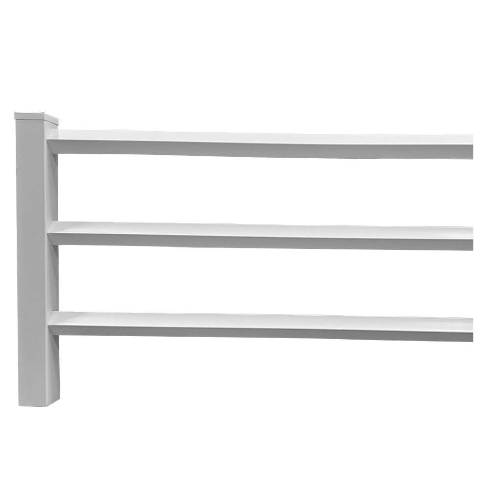 4 ft. x 8 ft. White Vinyl 3-Rail Diamond Fence Panel with 3 Rails Post and Cap PWHF-3RAIL6-DIAMOND