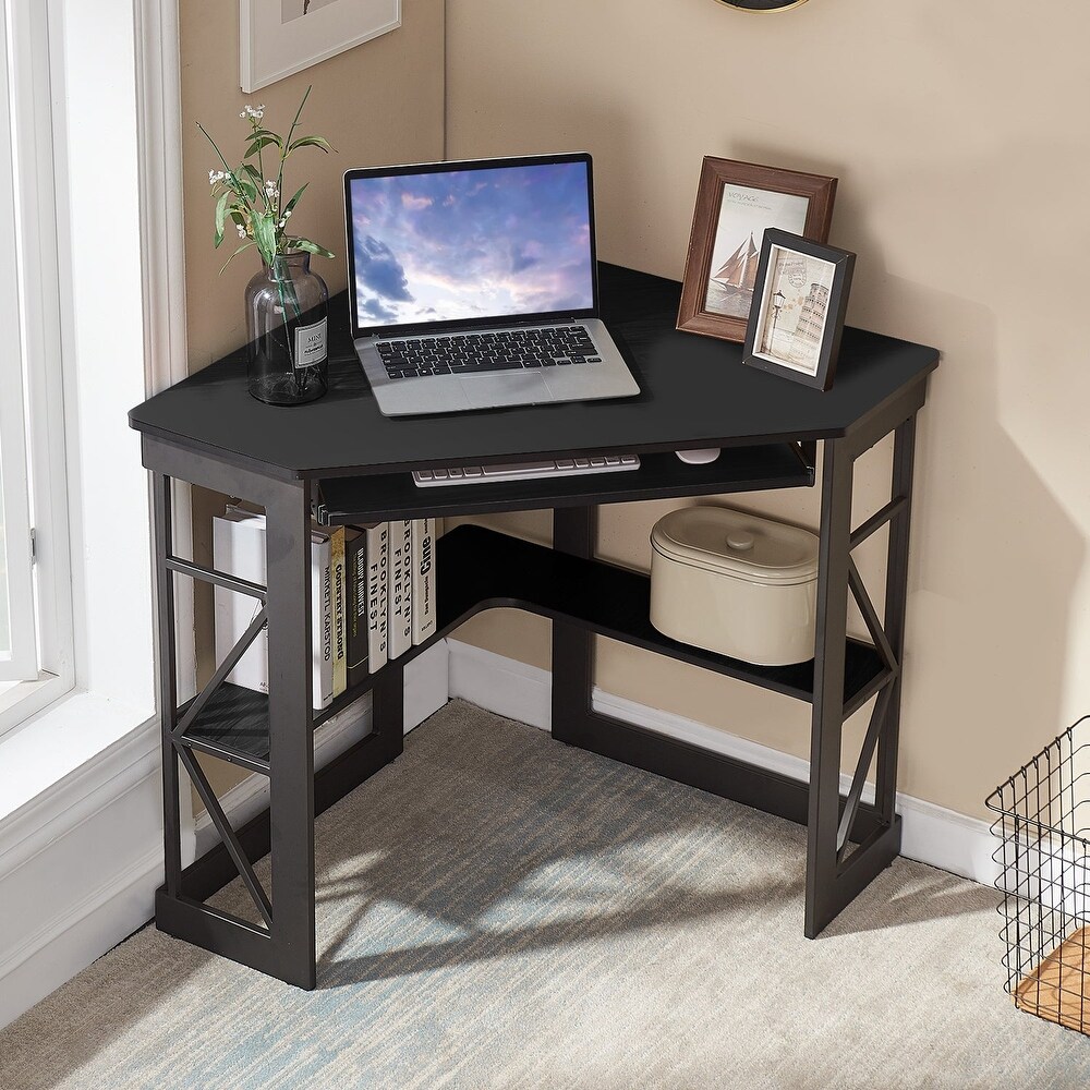 VECELO Triangle Corner Desk  Office/Computer/Writing Desk for Student Apartments