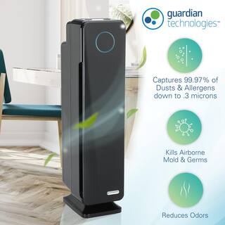 GermGuardian Elite 4-in-1 3 Speed Air Purifier with True HEPA filter UV Sanitizer for Medium Rooms up to 167 Sq. Ft. Black AC5300B