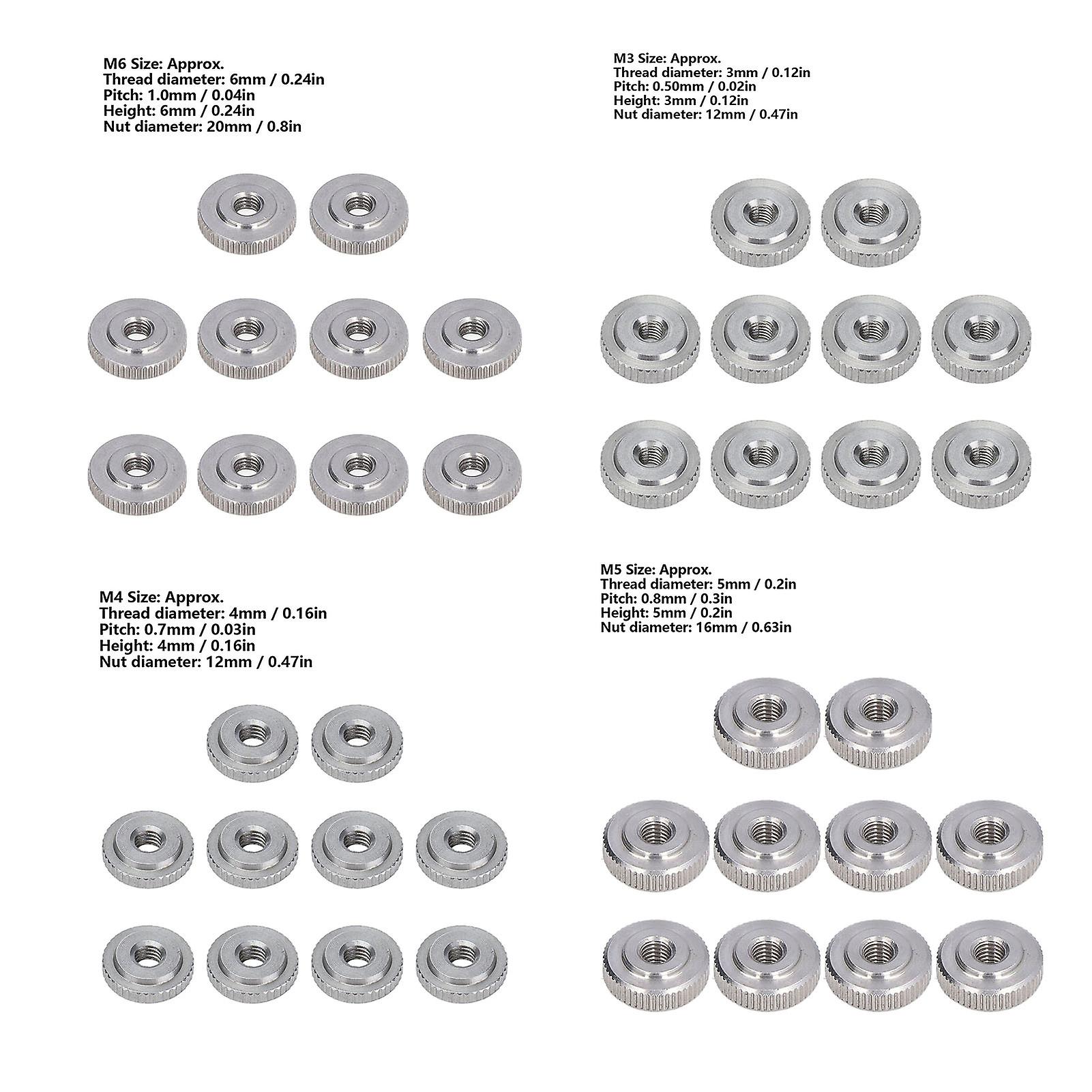 10 Pcs M3/m4/m5/m6 Flat Knurled Nut 304 Stainless Steel Knurled Flat Head Through Hole Hand Tightening Nut[m4]