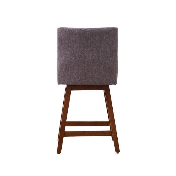 Faux Linen Swivel Bar Stools Set of 2， High Back Bar Height