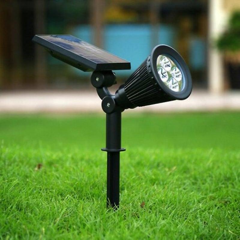 Solar Spotlight Lawn Flood Light Outdoor Waterproof Garden 4 Led Wall Lamp Black 2700K 3000K