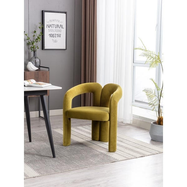 Velvet Upholstered Goat's horn Armless Accent Chair For Living Room