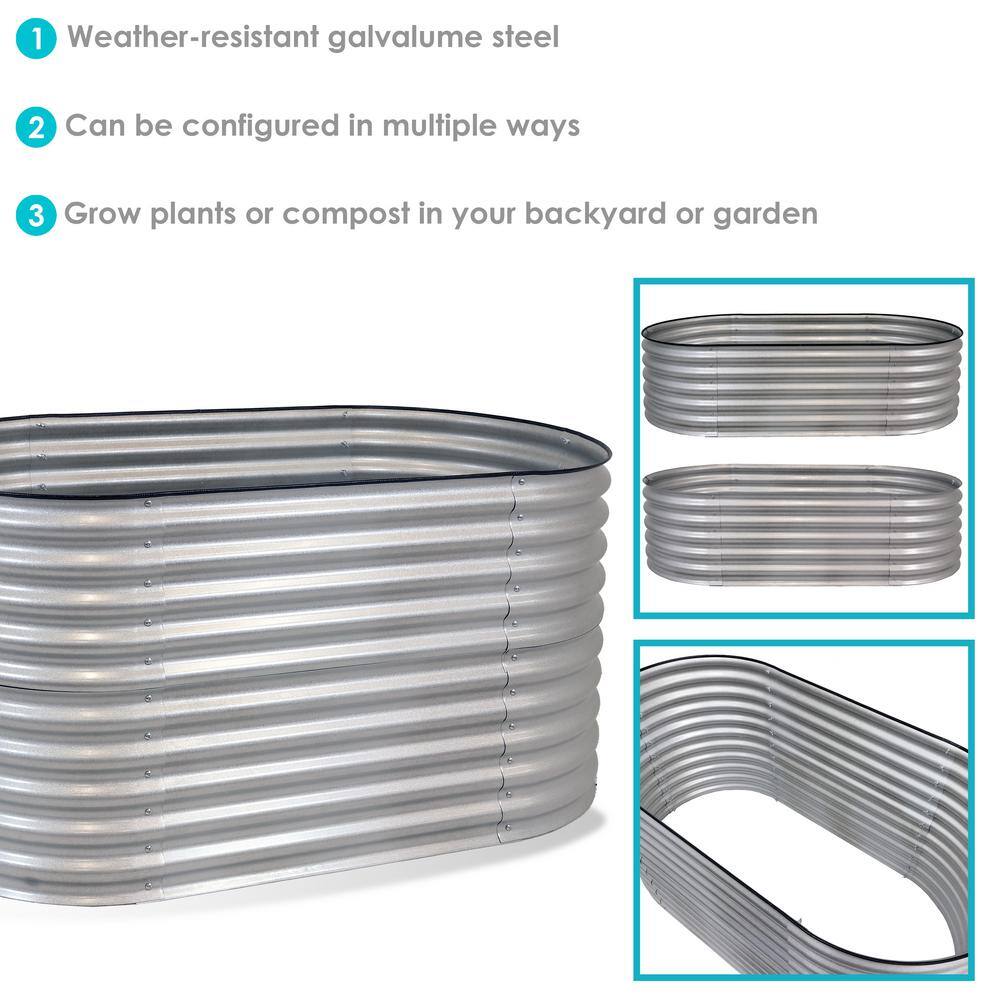 Sunnydaze Decor Sunnydaze 62.5 in. W x 32 in. H Silver Oval Stand-Up Steel Raised Garden Bed HST-884