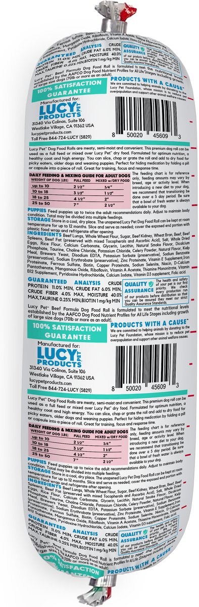 Lucy Pet Products Beef Formula Dog Food Roll