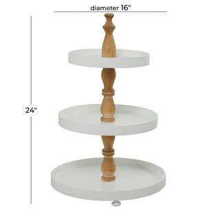 Litton Lane Farmhouse 3-Tier White Wood Cake Stand 041546