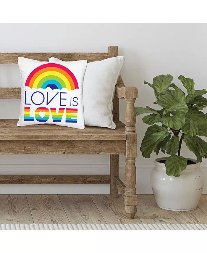 Big Dot of Happiness Love is Love Pride Home Decor Cushion Case Throw Pillow Cover 16 x 16