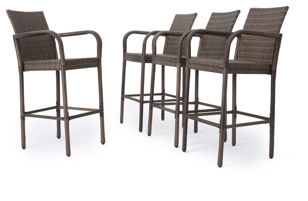 GDF Studio Conquista Outdoor Mix Mocha Wicker Barstool   Tropical   Outdoor Bar Stools And Counter Stools   by GDFStudio  Houzz