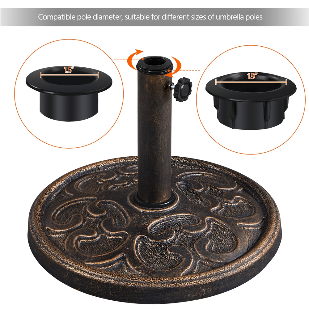 SmileMart 22lbs Metal Patio Market Umbrella Base for Outdoors, Bronze