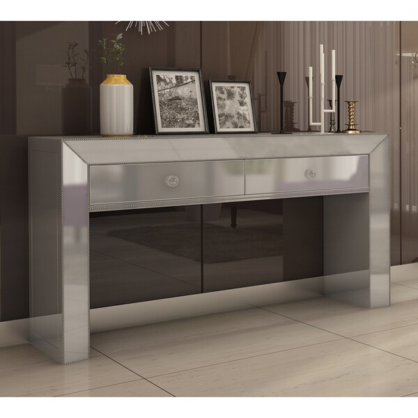 Best Master Furniture Silver Mirrored Console Table