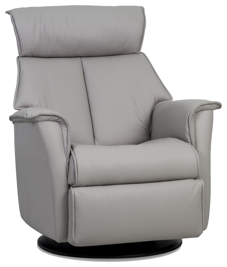 IMG Boss Large Relaxer Power Recliner Swivel Glider Trend Cinder Grey Leather   Contemporary   Recliner Chairs   by The Back Store  Houzz