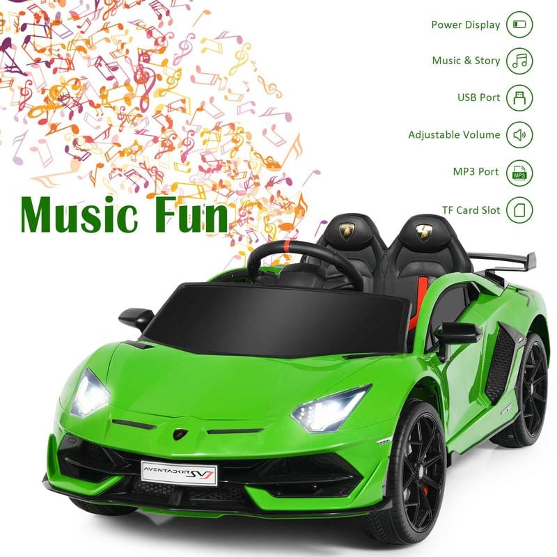 Licensed Lamborghini SVJ Kids Ride-On Car, 12V Battery Powered Sports Car Toy with Trunk & Remote