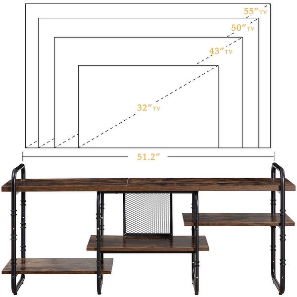 Entertainment Center TV Stand with 3-Tier Storage Shelves