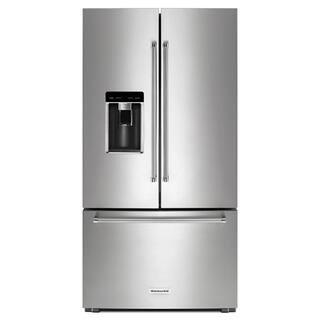 KitchenAid 23.8 cu. ft. French Door Refrigerator in PrintShield Stainless Steel Counter Depth KRFC704FPS