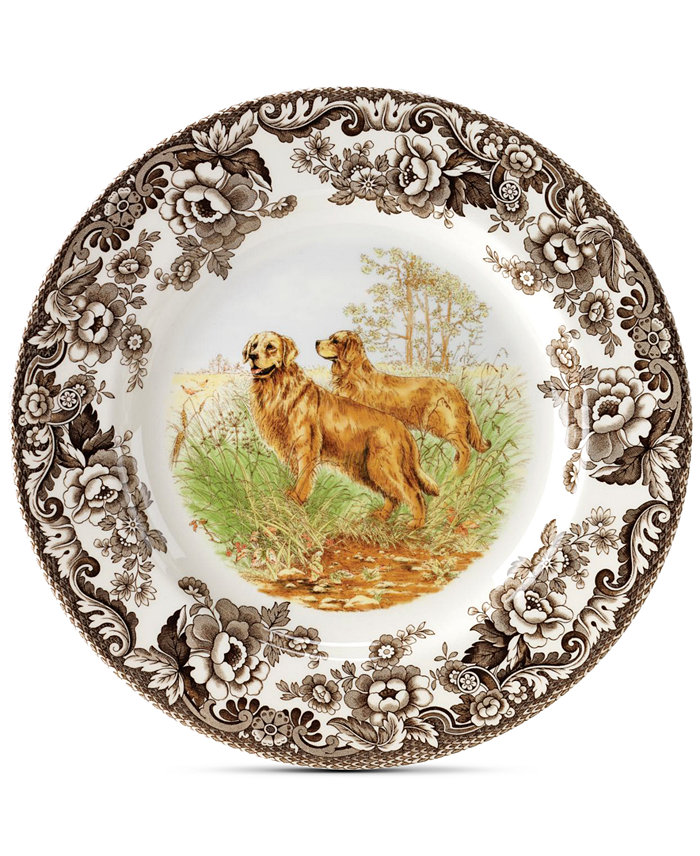 Spode Woodland Golden Retriever Dinner Plate