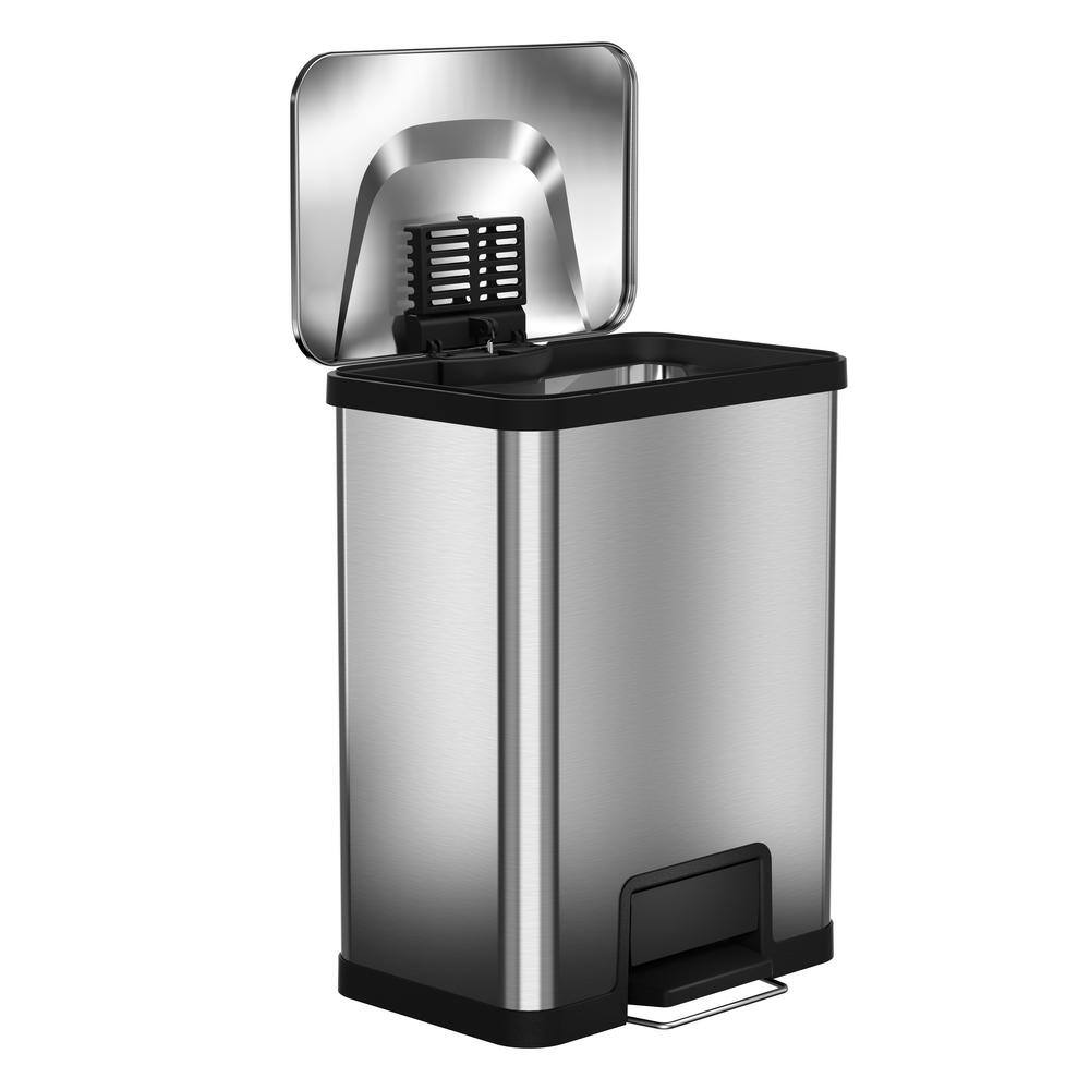 Halo 13 Gal. AirStep Stainless Steel Kitchen Step Trash Can With Odor Filter