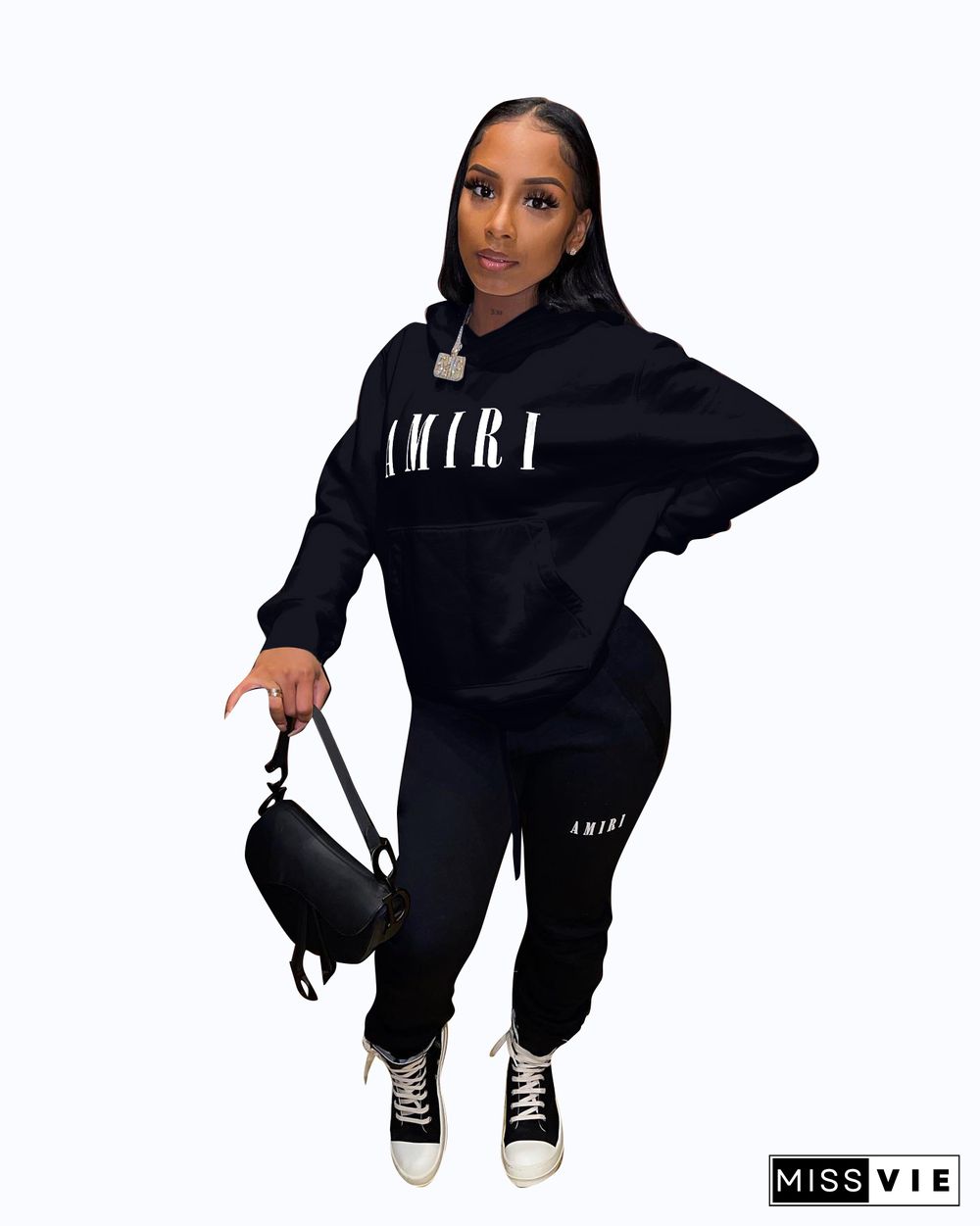 Fashion Sweatshirt Hooded Letters Loose Suit