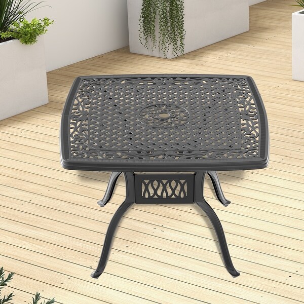 39.37 in. Black Square Cast Aluminum Outdoor Dining Table