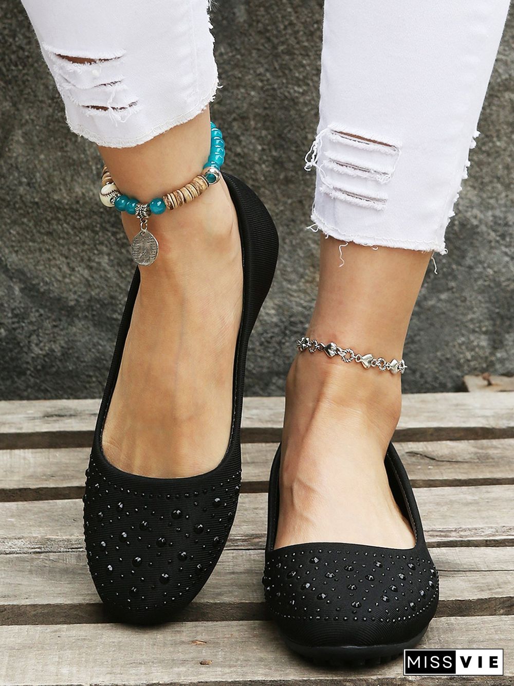 Rhinestone Design Commuter Flats