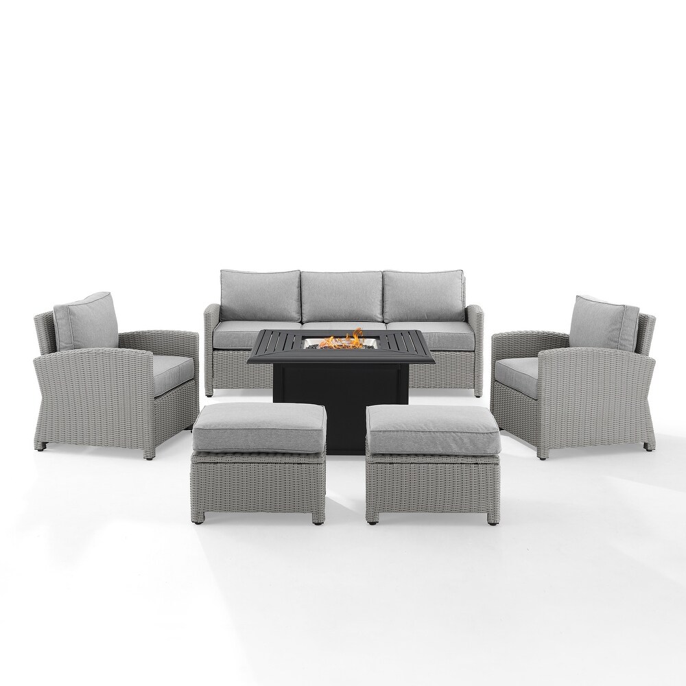 Bradenton 6Pc Outdoor Wicker Sofa Set W/Fire Table   150.5 \