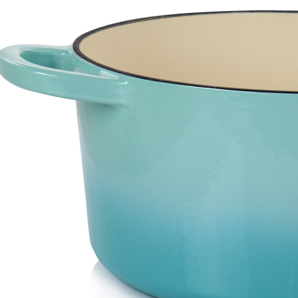 5 Quarts Enameled Cast Iron Dutch Oven in Light Teal