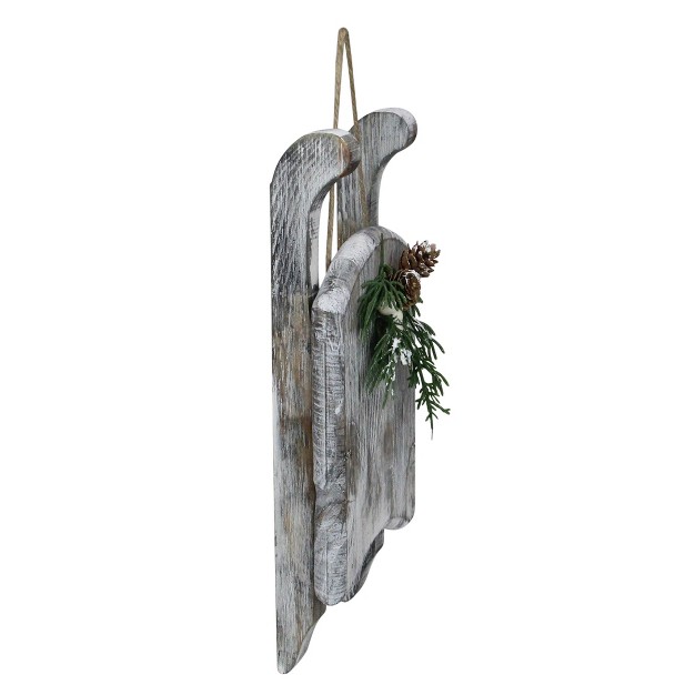 Gray Weathered Wood Sleigh Christmas Decoration