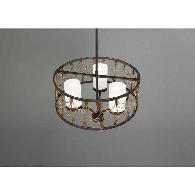 Progress Lighting Cirrine 3 light Chandelier Antique Bronze Etched White Glass