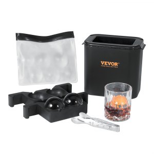 VEVOR Ice Ball Maker， Crystal Clear Ice Ball Maker 2.36inch Ice Sphere Maker with Storage Bag and Ice Clamp， Round Clear Ice Cube 2-Cavity Ice Press Maker for Whiskey Scotch Cocktail Brandy