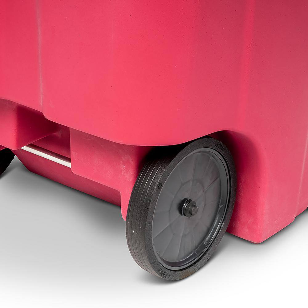 Toter 96 Gal. Red Hazardous Waste Trash Can with Wheels and Lid Lock RMN96-01RED