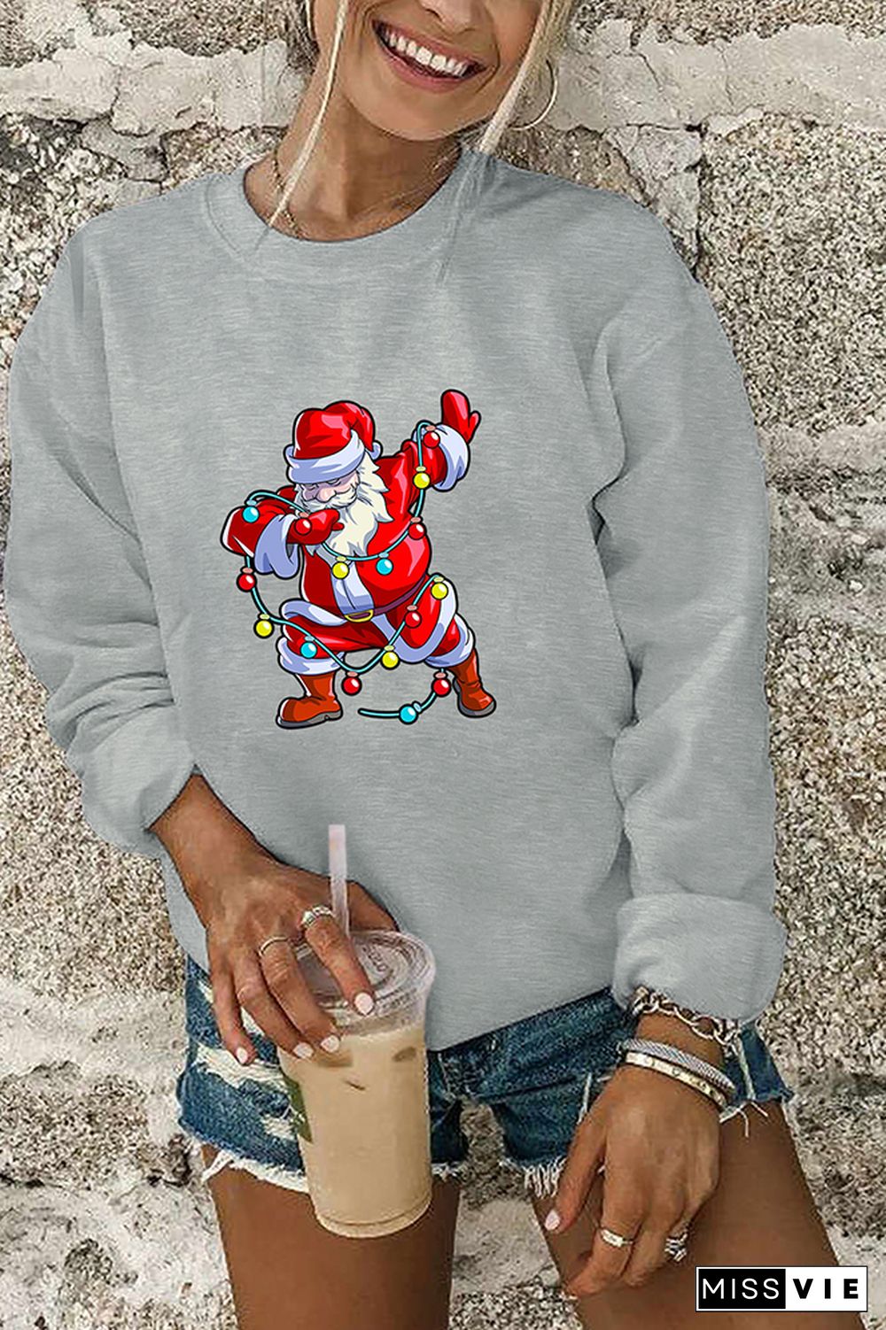 Dabbing Santa Claus With Christmas Lights Sweatshirt Wholesale