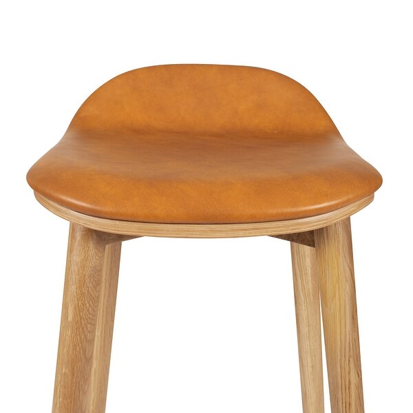 Poly and Bark Notello Leather Counter Stool - Solid Wood Frame