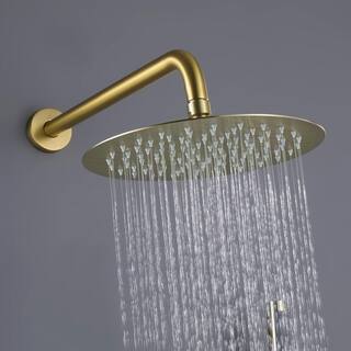 FORCLOVER 2-Handle 1-Spray Wall Mount Tub and Shower Faucet with Hand Shower in Brushed Gold (Valve Included) HAT-R1020-BG