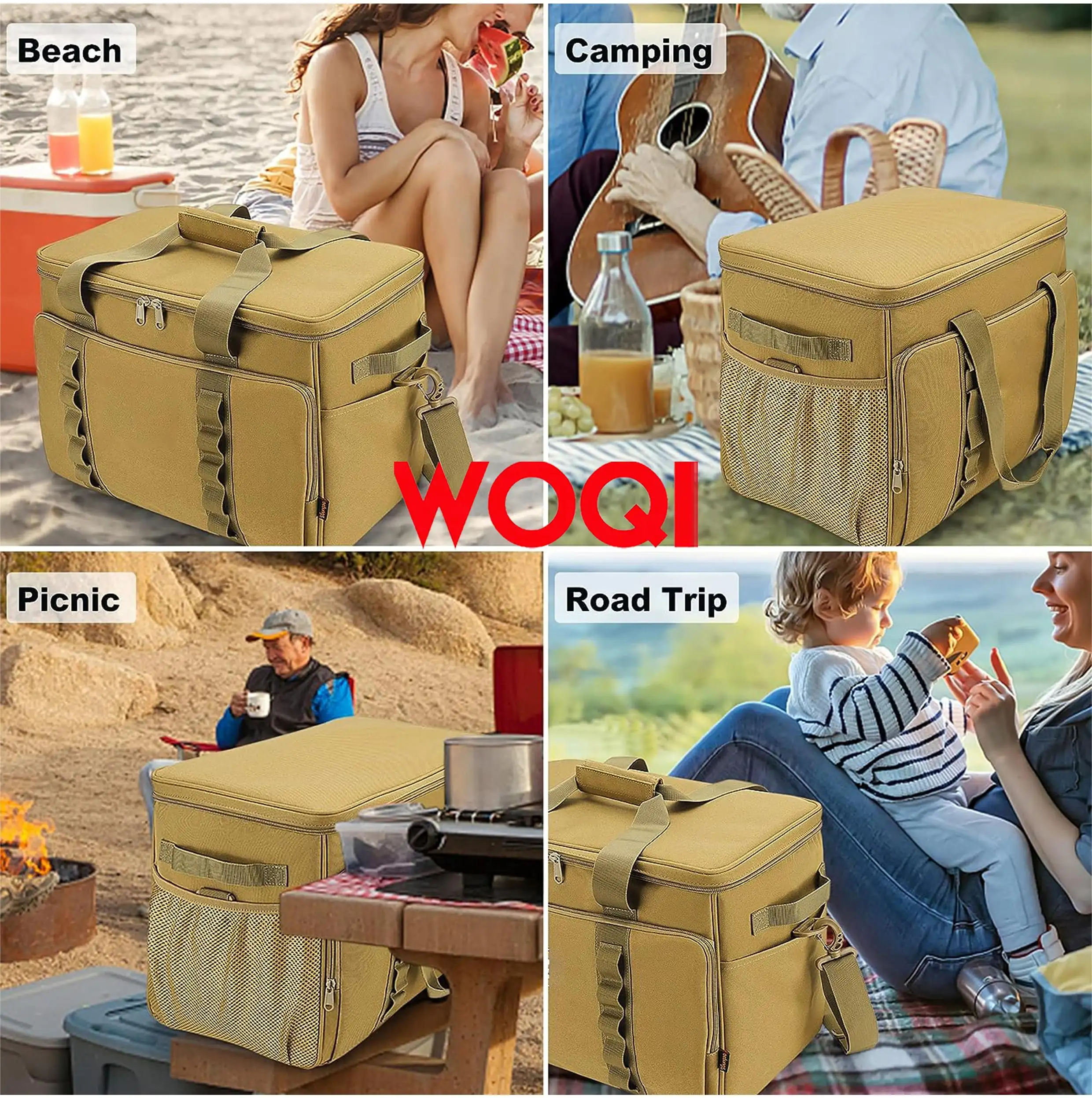 WOQI soft edge cooling box  foldable  leak proof  beach cooling box  soft ice bag/freezer or travel cooler