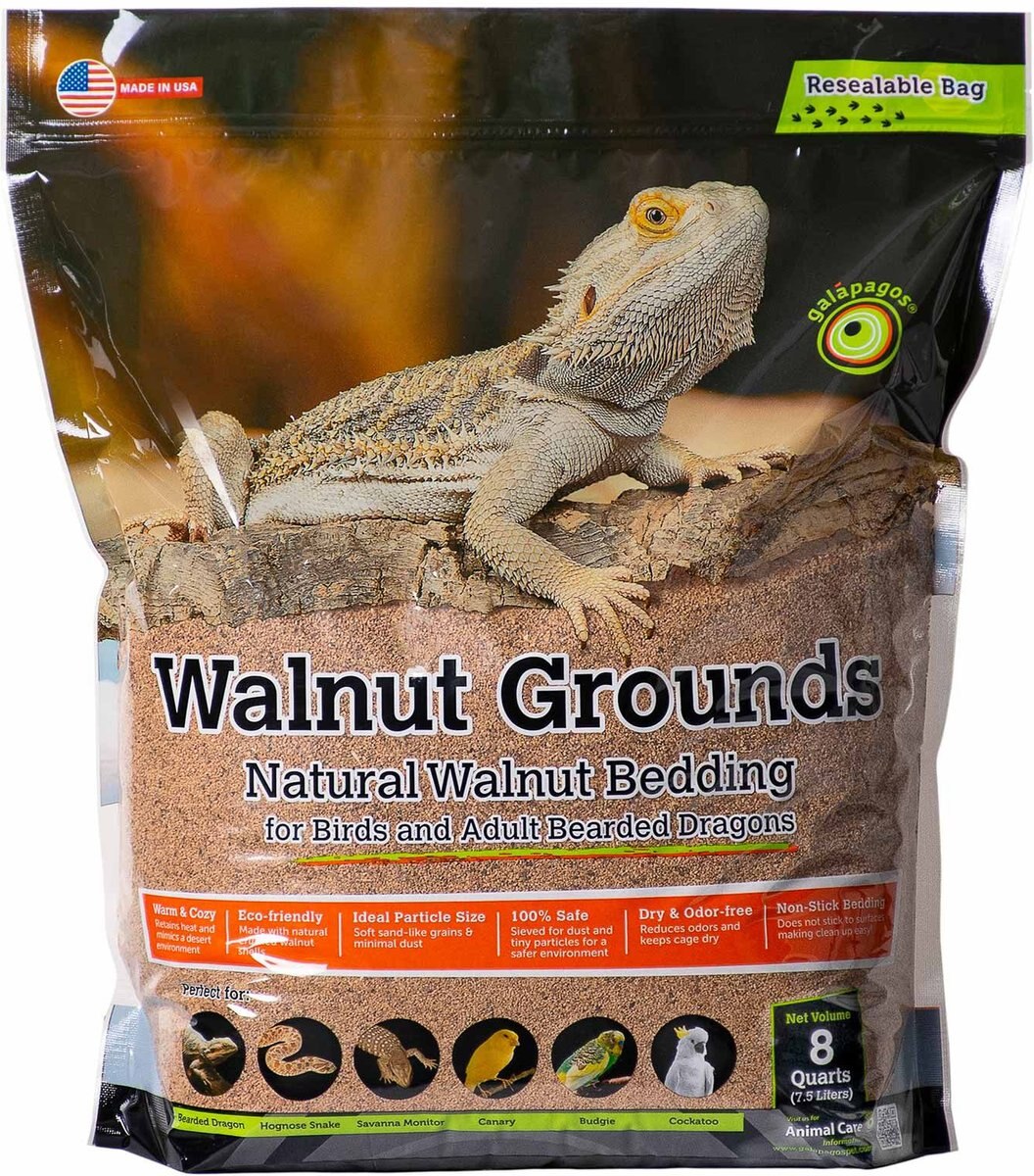 Galapagos Walnut Bedding Reptil Bedding， 8-qt bag